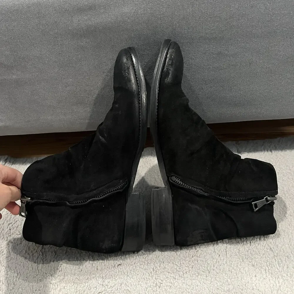 John Varvatos Morrison Sharpei Boots - Black Suede - Size: Men's 10.5